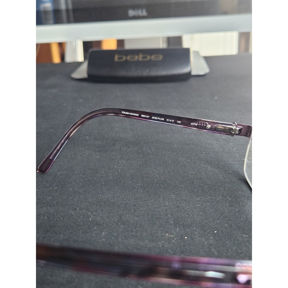 Bebe Tough Cookie BB5127 Plum Semi-Rimless Eyeglass Frames 51-17-140 Case - Picture 4 of 7